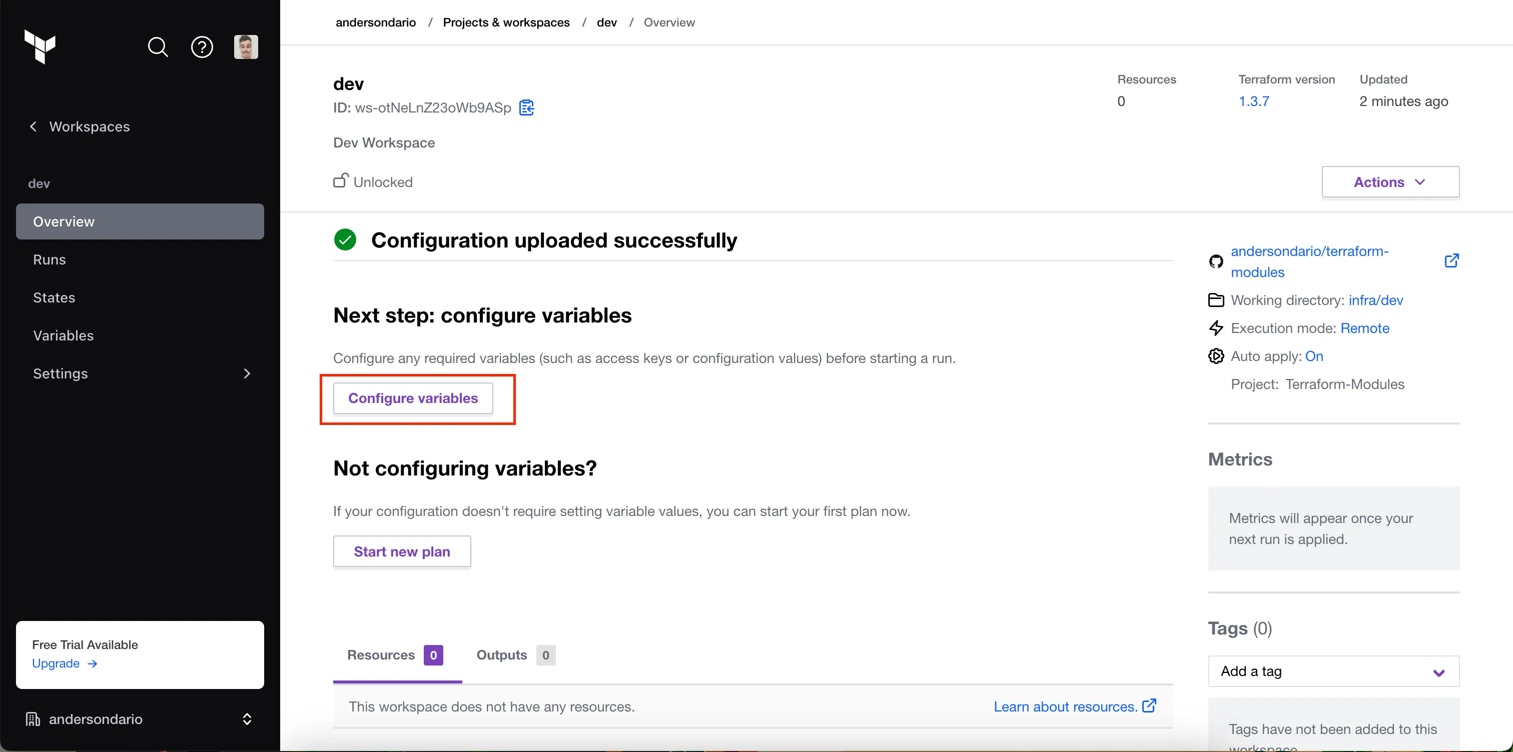 Configure variables